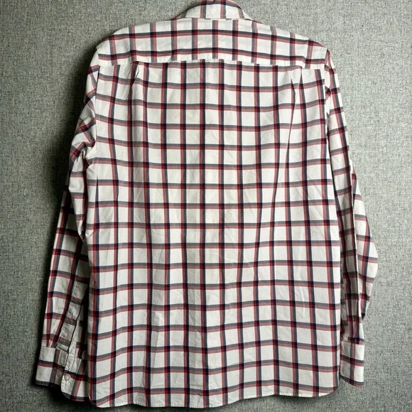J. Crew Mens Shirt Red White Blue Button Down Long Sleeve Slim Fit Check MEDIUM - Picture 4 of 4